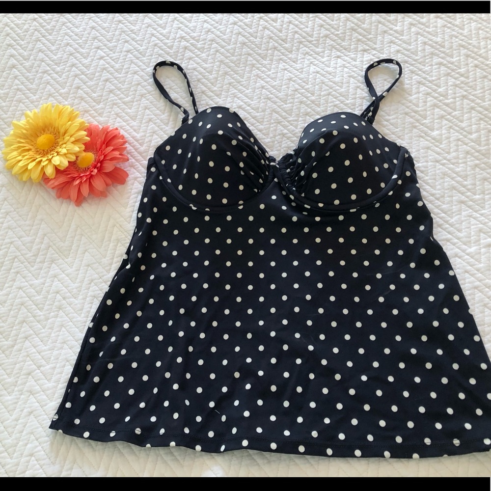 J Crew Navy Polka Dot Tankini